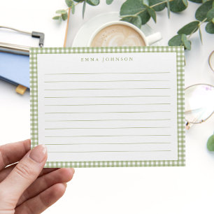 Cartão De Notas Minimalista Ginga Verde Xadrez Forrado