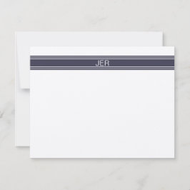 Cartão De Notas Minimalista Moderno Azul Carvão Monograma  