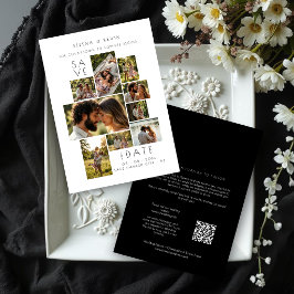 Cartão De Notas Minimalista Moderno Colagem de Fotos de Casamento