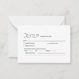 Cartão De Notas Minimalista: placa RSVP limpa