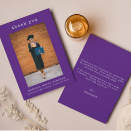 Cartão De Notas Minimalista Simples De Graduação De Fotos Obrigado