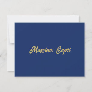 Cartão De Notas Minimalista Texto em Negrito Cor Dourada Azul Escu