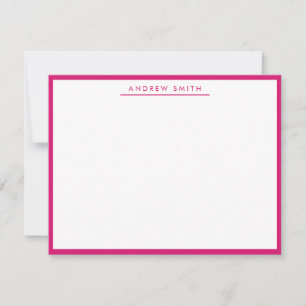 Cartão De Notas Mínimo Clássico Moderno de Linha Rosa Magenta