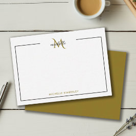Cartão De Notas Mínimo de preto chico e monograma Dourado