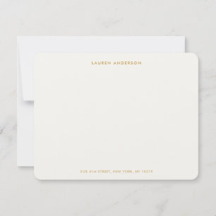 Cartão De Notas Mínimo luxo, marfim e Dourado plano personalizado