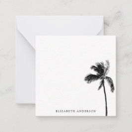 Cartão De Notas Mínimo Personalizado Preto e Branco da Árvore Palm
