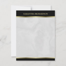 Cartão De Notas Mínimo Preto, Dourado E Cinza, Mármore