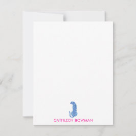 Cartão De Notas Mínimo rosa e azul moderno Cheetah personalizado