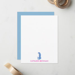 Cartão De Notas Mínimo rosa e azul moderno Cheetah personalizado