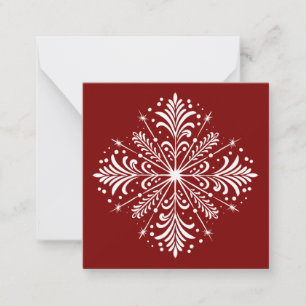 Cartão De Notas Miniplaca de Natal Red and White Snowflake