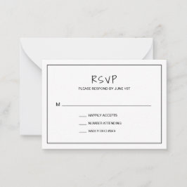 Cartão De Notas Miniplaca RSVP de Casamento Moderno Minimalista Si