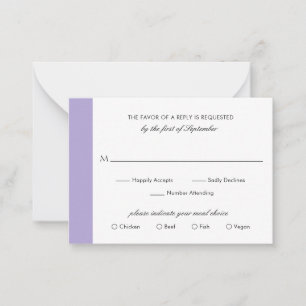 Cartão De Notas Miniplaca RSVP de Casamento Roxo de Lavanda Digita