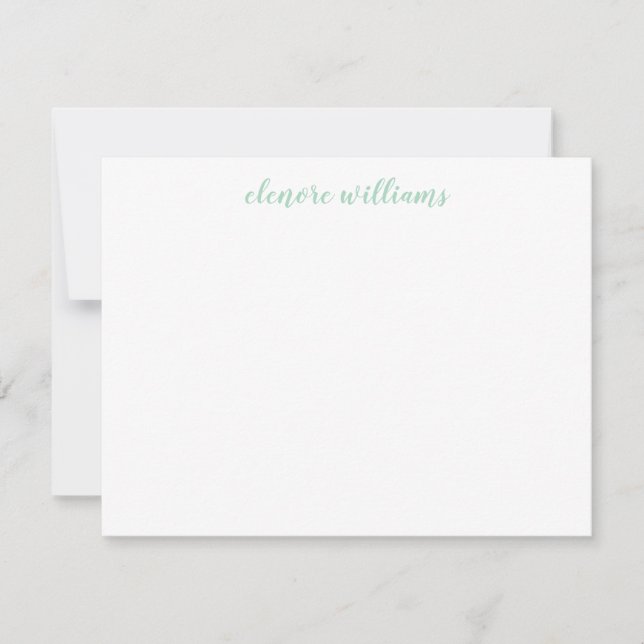 Cartão De Notas Mint Green Na moda Modern Elegant Girly Script (Frente)