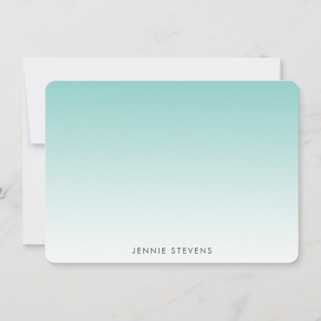 Cartão De Notas Mint Green Ombre Personalizado (Frente)