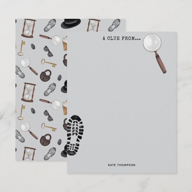 Cartão De Notas Mistério Crianças Secretas Agente Espião Tema do D (Frente/Verso)