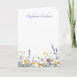 Cartão De Notas Mixed Meadow Wildflower Personalized Stationery