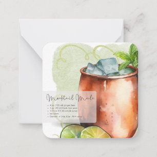 Cartão De Notas Mocktail Moscou Mule & Virgin Mojito Favor do Part