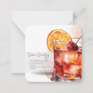 Cartão De Notas Mocktail Recebe Virgin S. Temple Party Favor