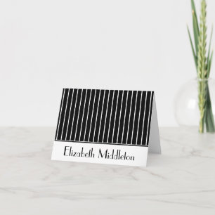 Cartão De Notas Modern Black and White Stripes Personalized