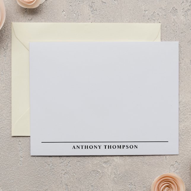 Cartão De Notas Modern Black Line Stationery (Criador carregado)