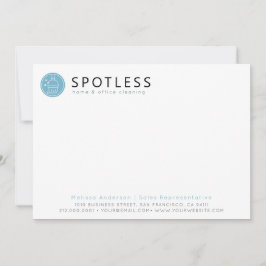 Cartão De Notas Modern Blue Broom Logo Cleaning Service