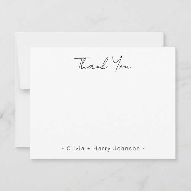 Cartão De Notas Modern Chic Weding Obrigado White Flat Note Card (Frente)
