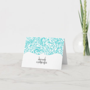 Cartão De Notas Modern Damask Aqua Personalized