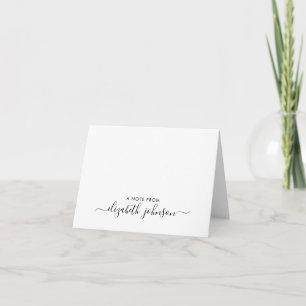 Cartão De Notas Modern Elegant A Note From Feminine Girly Script