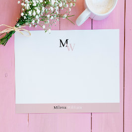 Cartão De Notas Modern Elegant Two Tone Monogrammed