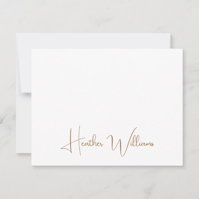 Cartão De Notas Modern Gold Handwritten Script Name (Frente)