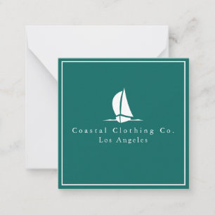 Cartão De Notas Modern Jade Green Elegant Boat Coastal