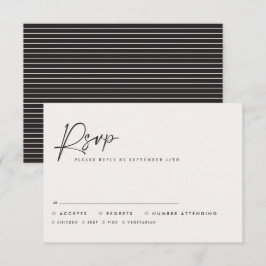 Cartão De Notas Modern Minimal Script Wedding RSVP with Stripe abc
