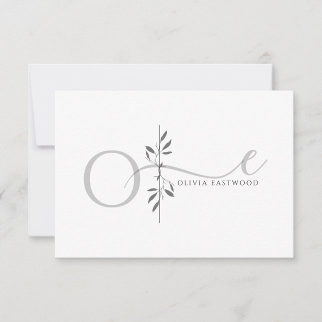 Cartão De Notas Modern Minimalist Botanical Monogram  (Frente)