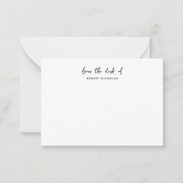 Cartão De Notas Modern Minimalist From The Desk Of Personalized (Frente)