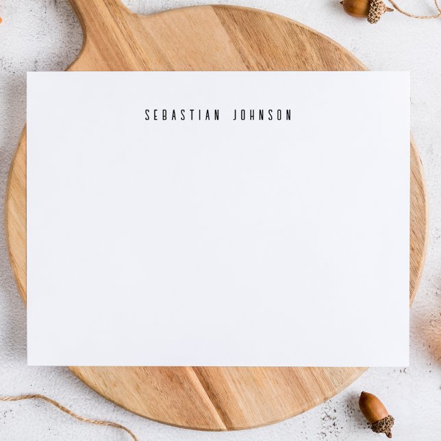 Cartão De Notas Modern Minimalist Personalized Name Stationery (Criador carregado)