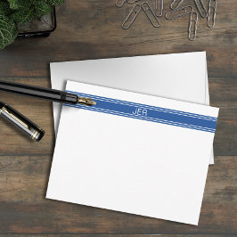 Cartão De Notas Modern Minimalista Monograma Azul Real