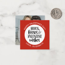 Modern Red Valentine Hugs Kisses Photo 