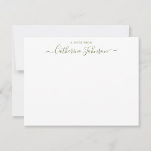 Cartão De Notas Modern Script Caligrafia Uma Nota De Moss Green