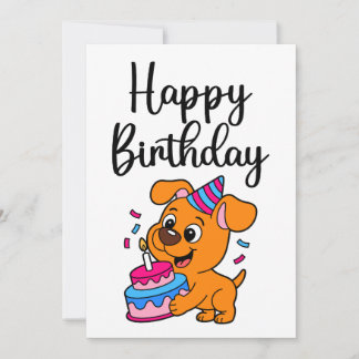 Cartão De Notas Modern Simple Happy Birthday Cute Dog