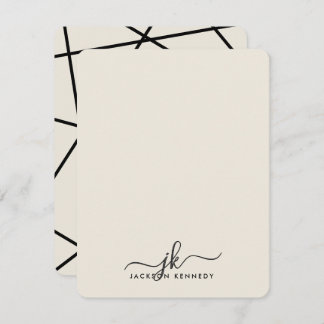 Cartão De Notas Modern Stylish Geometric Lines Elegant Monogram