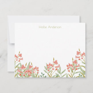 Cartão De Notas Modern Watercolor Floral Elegant Chic