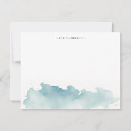 Cartão De Notas Modern Watercolor Waves Stationery flat