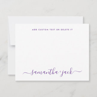 Cartão De Notas Modern Wedding Stylish Script Elegant Minimalist