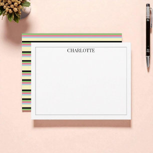 Cartão De Notas Moderno Clássico de Stripes Coloridas Minimalista