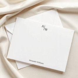 Cartão De Notas Moderno Profissional 2 Monograma Básico Inicial Pr