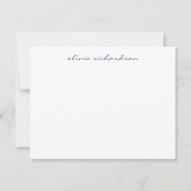Cartão De Notas Moderno Script Manuscrito Chic Dark Violet (Frente)