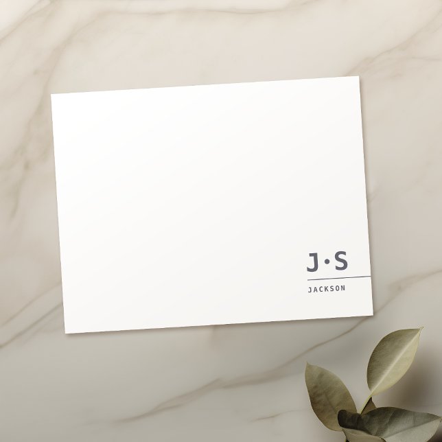 Cartão De Notas Moderno Simples Monograma Personalizado Profission (Modern Simple Personalized Monogram Professional Note Card)