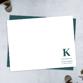 Cartão De Notas Moderno Verde Mínimo Moderno Grande Inicial