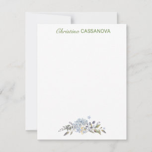 Cartão De Notas Mola Floral Azul Feminina Personalizada