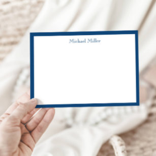 Cartão De Notas Moldura Simples Masculina, Blue Flat